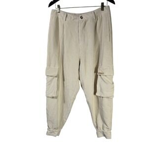 NOHOW Corduroy Cargo Pants Jogger Style Cream Made in Italy Men's Size 48 US M